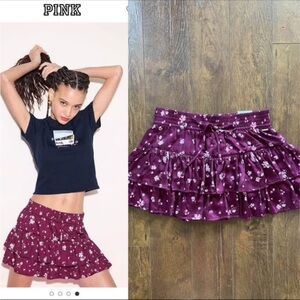 NWT Satin Victoria Secret PINK Tiered Mini Skirt Skort. XS/Small